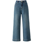 Damen hochtaillierte weite Stoffhose
