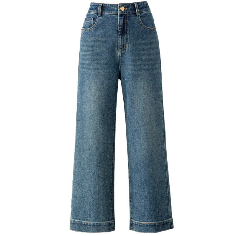 Damen hochtaillierte weite Stoffhose