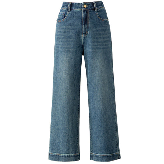 Damen hochtaillierte weite Stoffhose