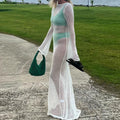 Damen transparentes Strandkleid aus Netzmaterial mit weitem Schnitt und offenen Ärmeln R&B