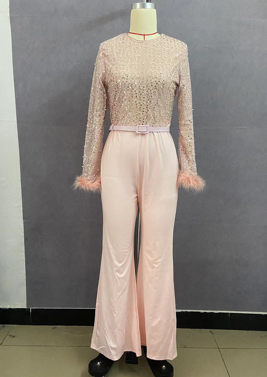 Damen Glitzerndes Oberteil mit langen Ärmeln und eleganter Hose R&B