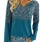 Damen V-Ausschnitt Bluse mit floralem Design R&B
