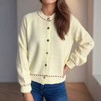 Damen Strickjacke mit dekorativen Knopfdetails und breiten Ärmeln R&B