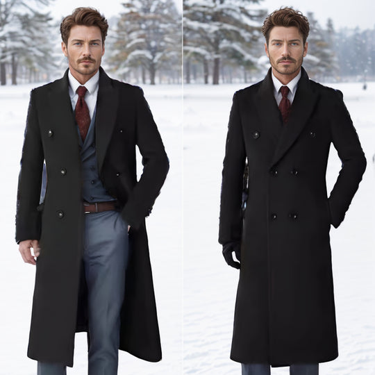 Herren eleganter Doppeltbreasted-Mantel aus hochwertigem Material R&B