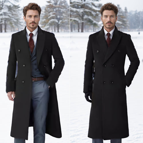Herren eleganter Doppeltbreasted-Mantel aus hochwertigem Material R&B