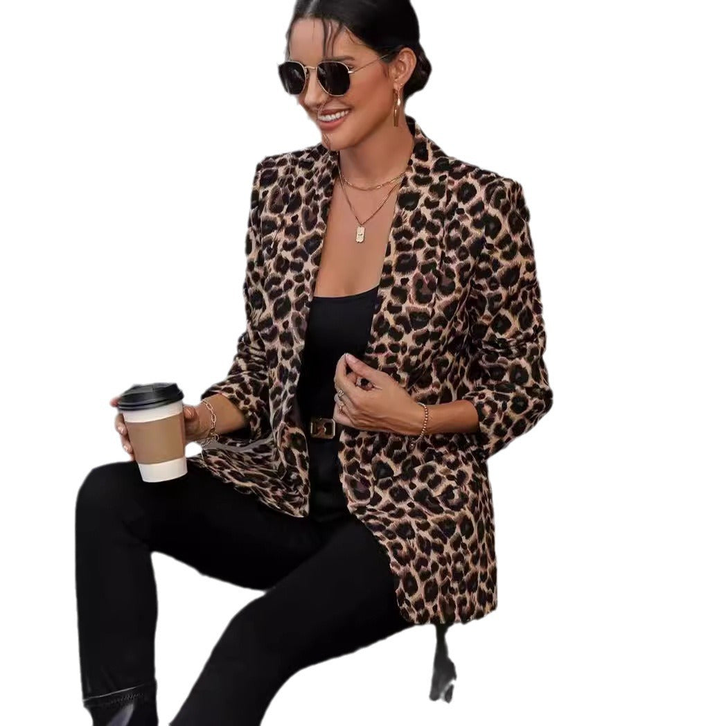 Damen Blazer im trendigen Animal-Print mit elegantem Revers und praktischen Taschen R&B