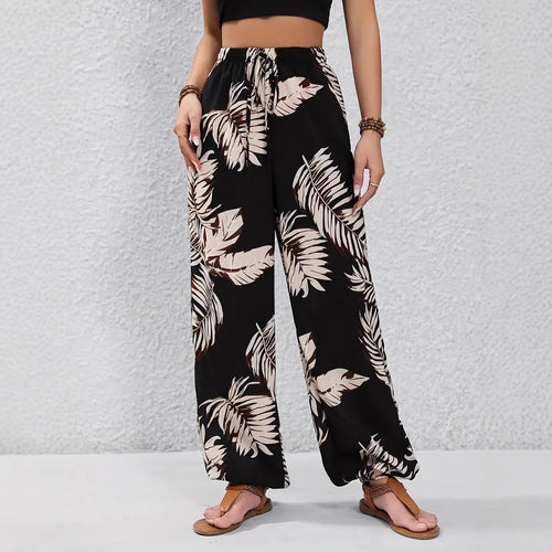 Damen Weite Palazzo-Hose mit floralem Muster und elastischem Bund R&B