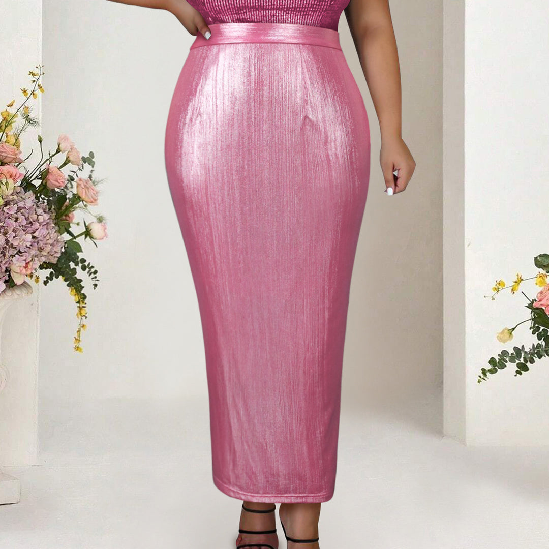 Damen Eleganter Pailletten-Midi-Rock R&B