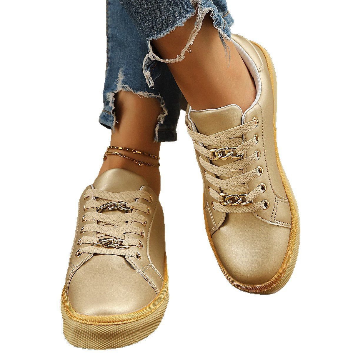 Damen Sneakers mit goldenen Akzenten R&B
