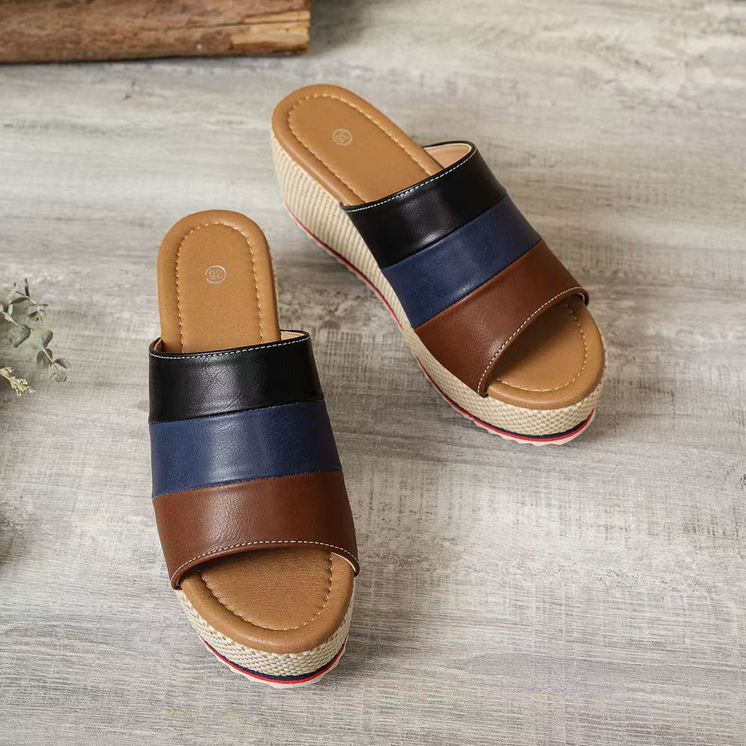 Damen Wedge-Sandalen mit komfortablem Fußbett und modischem Riemendesign R&B