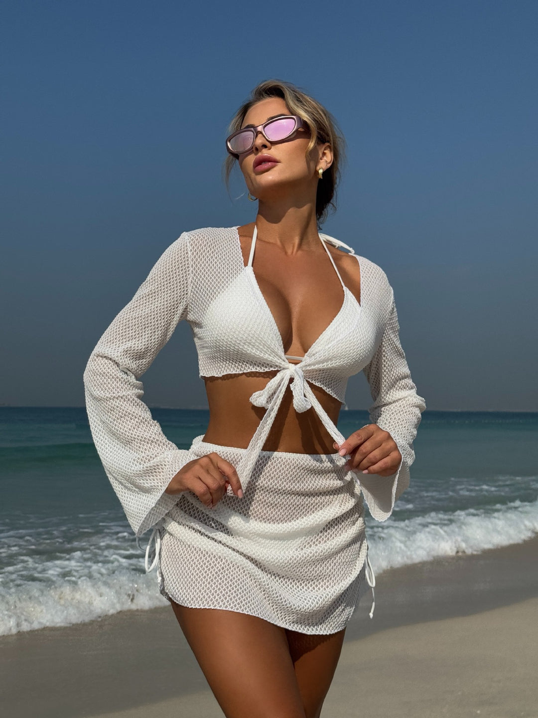 Damen luftige Strandbekleidung mit offenen Ärmeln R&B