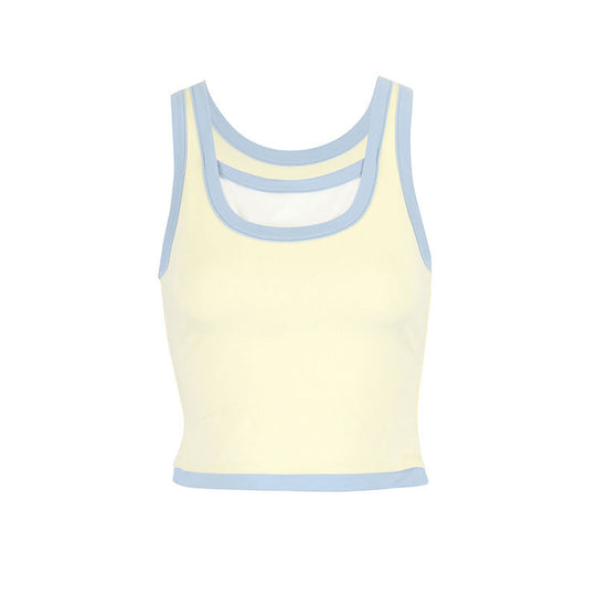 Damen Sportliches Crop-Top mit einzigartigem Schnitt und doppeltem Trägerdesign R&B