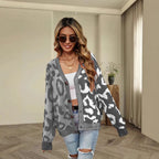 Damen Leichte Strickjacke mit farbenfrohem Leopardenmuster R&B
