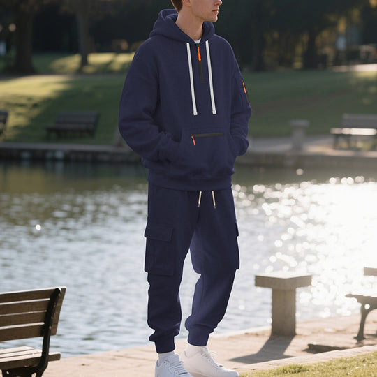 Herren sportliches Hoodie und Bundhose Set mit praktischen Taschen R&B
