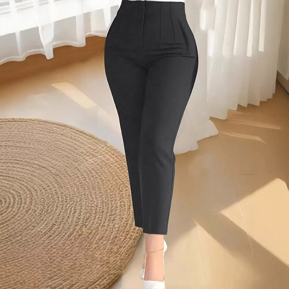 Damen elegante Anzughose mit hohen Bund und schmalem Bein EB