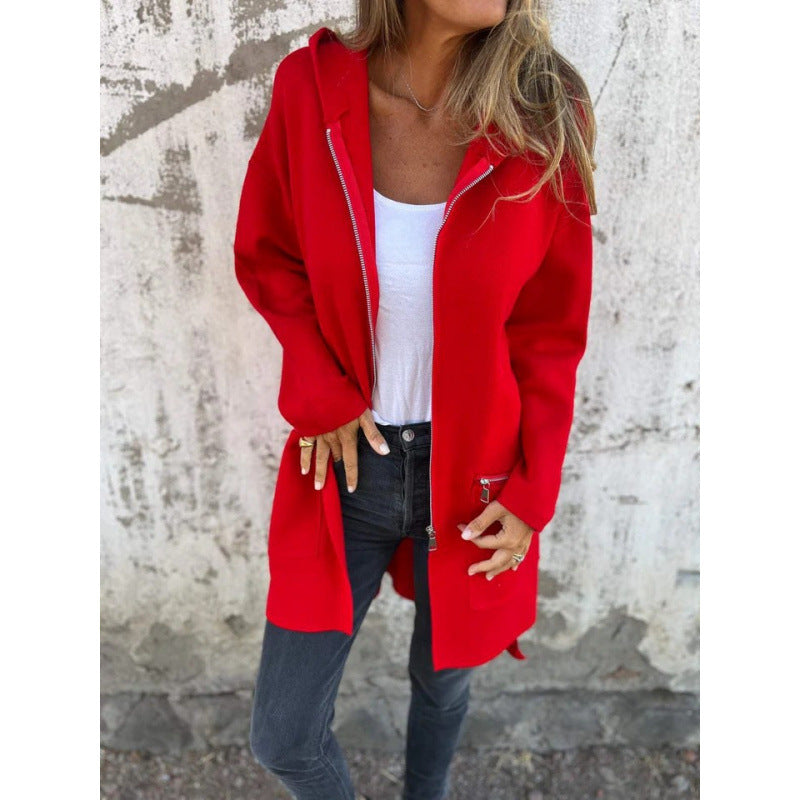 Damen eleganter Jacke mit Reißverschluss und Taschen R&B