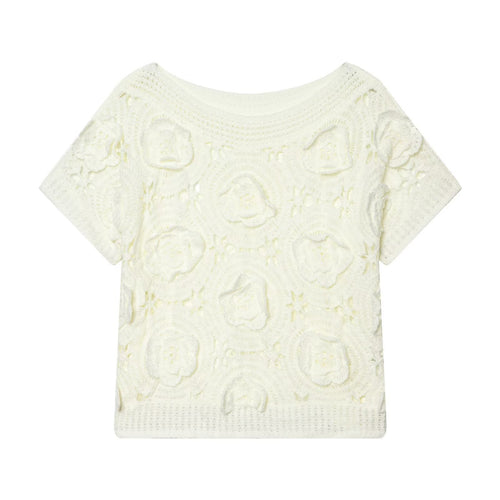 Damen Strickoberteil mit floralem Strukturmuster R&B