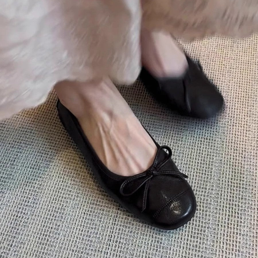 Damen Ballerinas mit verspieltem Schleifendetail und weichem Leder