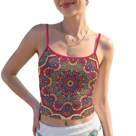 Damen Crop-Top mit lebhaftem grafischen Muster R&B