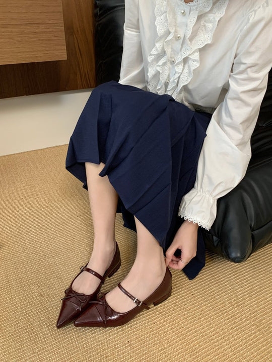 Damen elegante Ballerinas mit modischem Riemchen und spitzem Design R&B