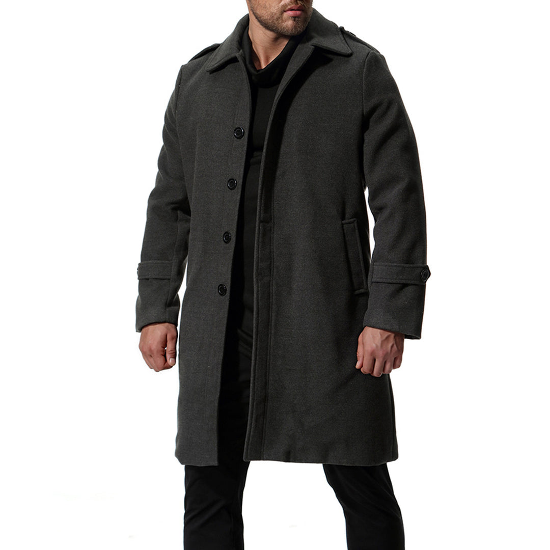 Herren langer Wollmantel mit klassischem Schnitt und praktischen Taschen R&B