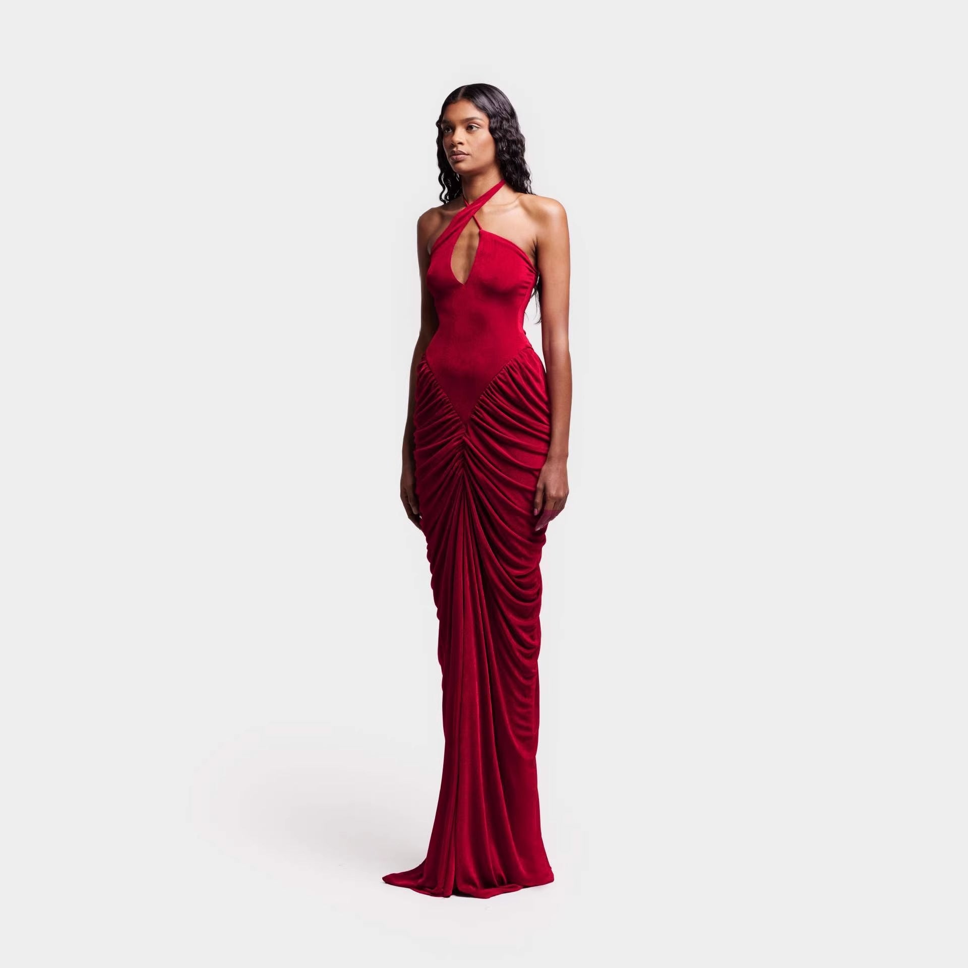 Damen Elegantes Maxikleid mit raffiniertem Rüschen-Design R&B