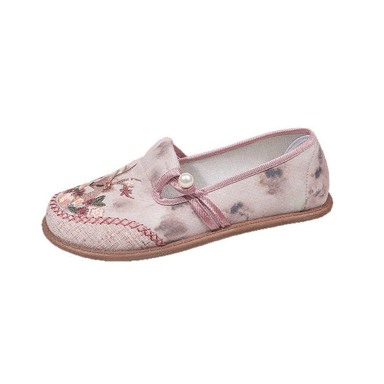 Damen modische Hausschuhe mit stilvollem Blumenornament und elastischem Gummizug R&B