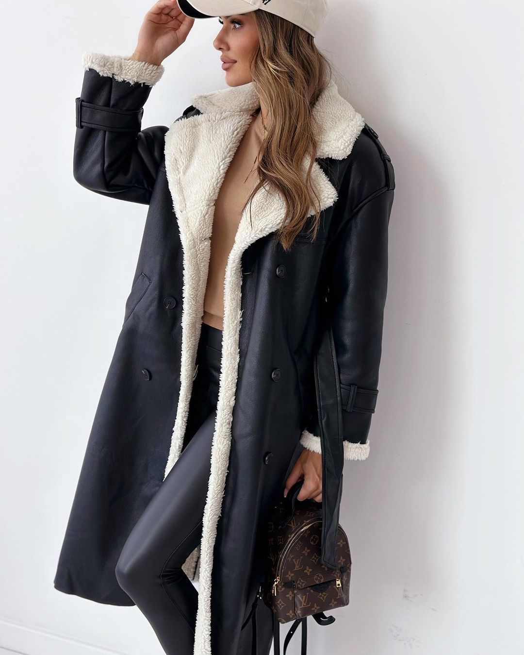 R&B | Plüschgefütterter Langer Shearling-Mantel