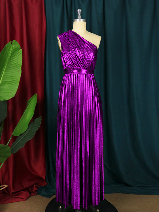 Damen plissiertes Abendkleid mit schimmerndem Oberteil R&B