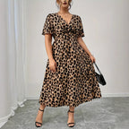 Damen Maxikleid mit raffiniertem Knotendesign und modernem Tiermuster R&B