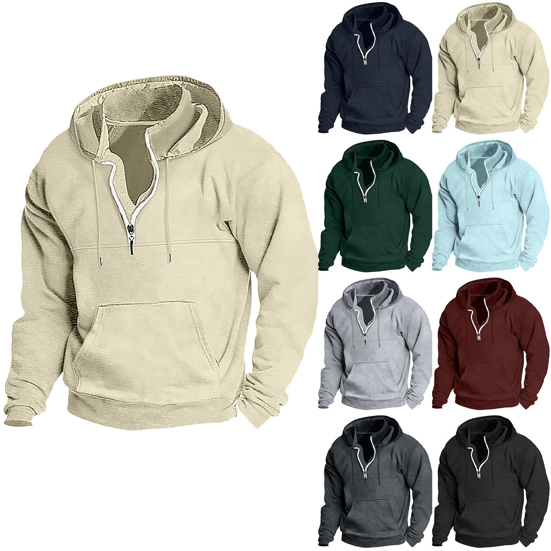 Herren bequemer Kapuzenpullover mit durchgehendem Reißverschluss R&B