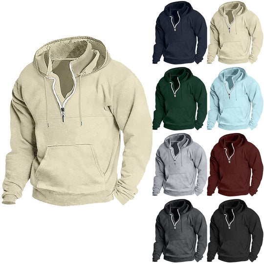 Herren bequemer Kapuzenpullover mit durchgehendem Reißverschluss R&B