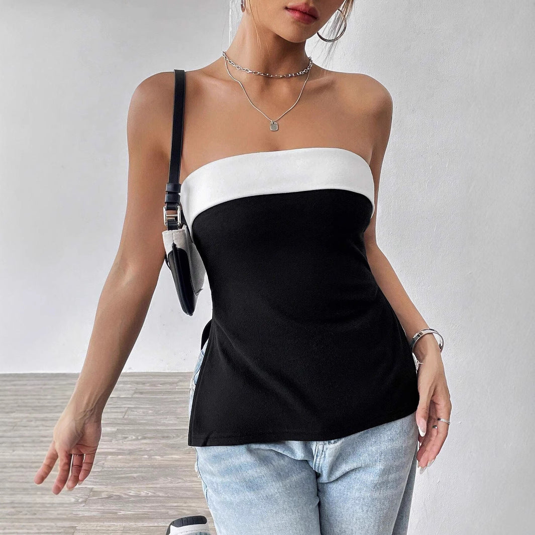 Damen Bandeau-Top mit eleganten Farbblockdesign R&B