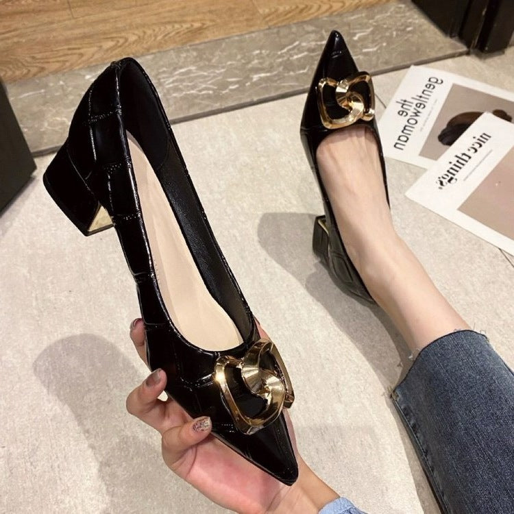 Damen elegante Ballerinas mit modischer Schmuckschließe R&B