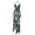 Damen Maxikleid mit Spitzen-Oberteil und asymmetrischem Schlitz R&B