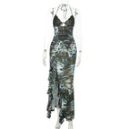 Damen Maxikleid mit Spitzen-Oberteil und asymmetrischem Schlitz R&B