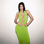 Damen Figurbetontes Maxikleid mit tiefem V-Ausschnitt und Raffungen R&B