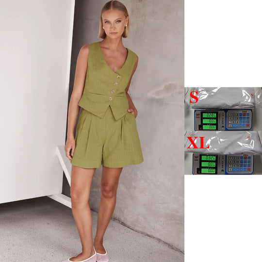 Damen Lässiger Zweiteiler mit Kurzarm-Bluse und Shorts R&B