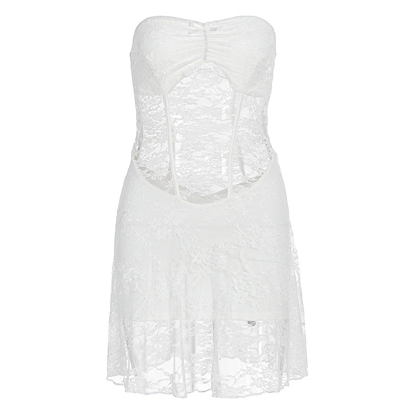 Damen Spitzenkleid mit Cut-Out-Design und tiefem Ausschnitt R&B