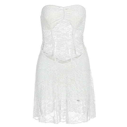 Damen Spitzenkleid mit Cut-Out-Design und tiefem Ausschnitt R&B