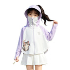Unisex nan UV-Schutz Kapuzenjacke mit Sonnenschild und integrierter Gesichtsmaske für Kinder  R&B