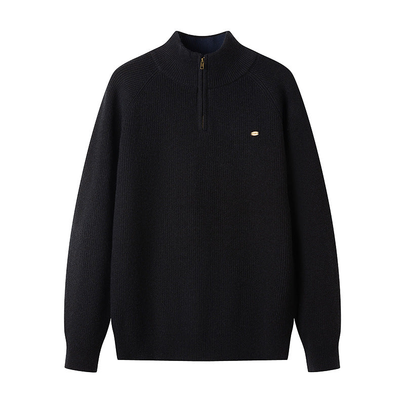 Herren Strickpullover mit halbem Reißverschluss R&B