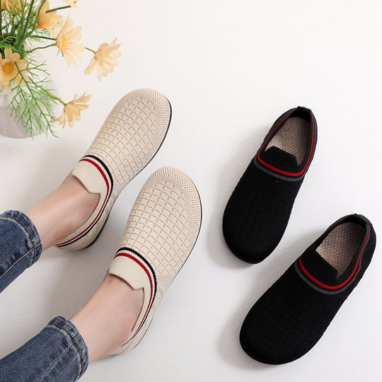 Damen atmungsaktive Slip-On Sneakers mit elastischem Kragen R&B