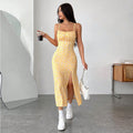 Damen Blumenkleid mit Spaghettiträgern und seitlichem Schlitz R&B