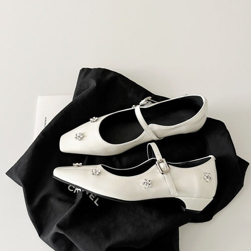 Damen Ballerina Schuhe mit dekorativen Blumenapplikationen und Riemen R&B