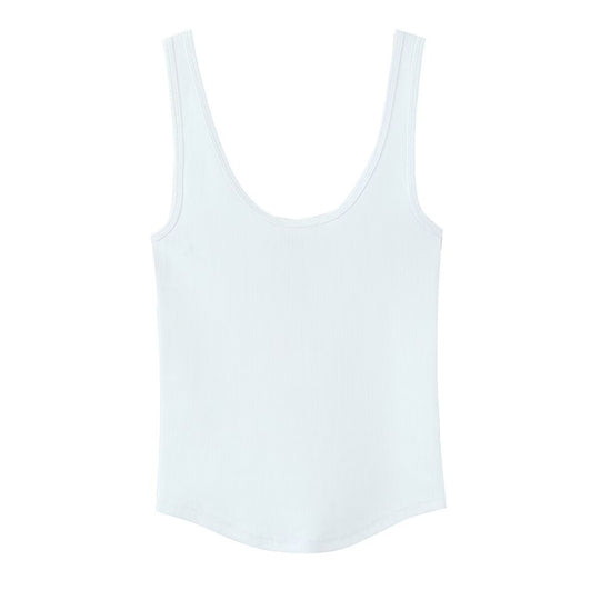 Damen hochwertiges Rippen-Top mit elegantem Rundhals und bequemer Passform R&B