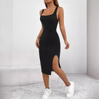 Damen Figurbetontes Trägerkleid mit seitlichem Schlitz R&B