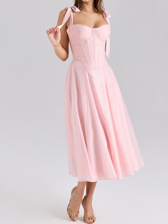 Damen Elegantes Midikleid mit schulterfreien Trägern R&B