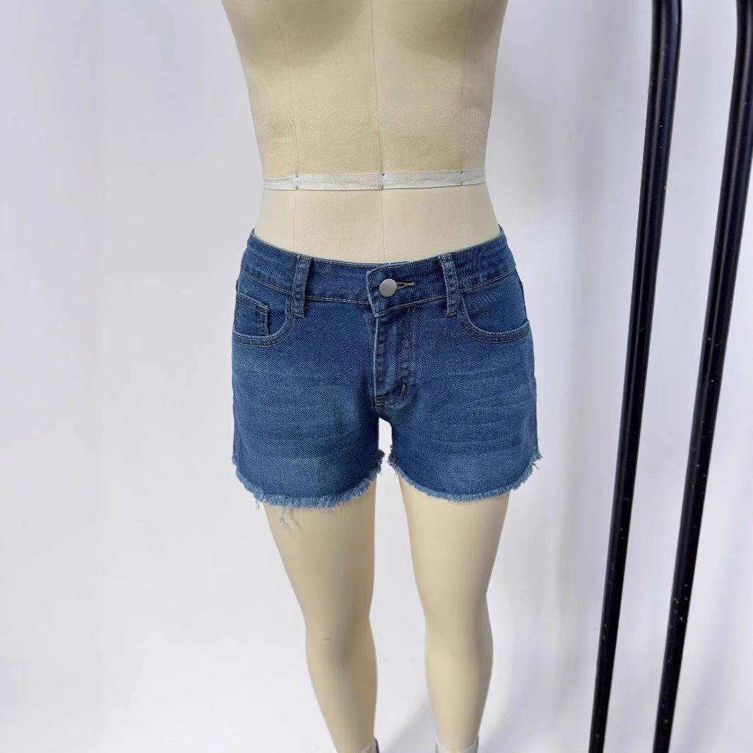 Damen Frayed Denim-Shorts im Vintage-Stil mit moderner Passform R&B