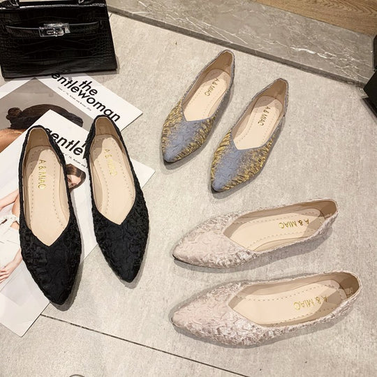 Damen Ballerinas mit spitz zulaufendem Design und strukturiertem Obermaterial R&B